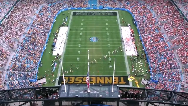 Aerial frame of the stadium in Charlotte from the CBS Sports season opener video